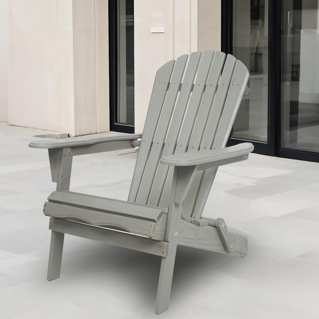 Wood Folding Adirondack Chair Set of 2 Solid Cedar R84508