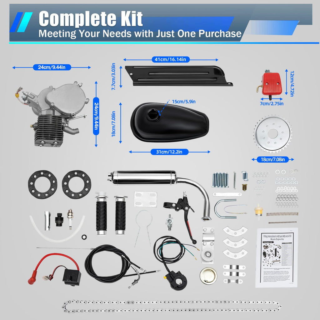 2 Stroke 100cc Bicycle Engine Kit 44 Tooth Sprocket Z510