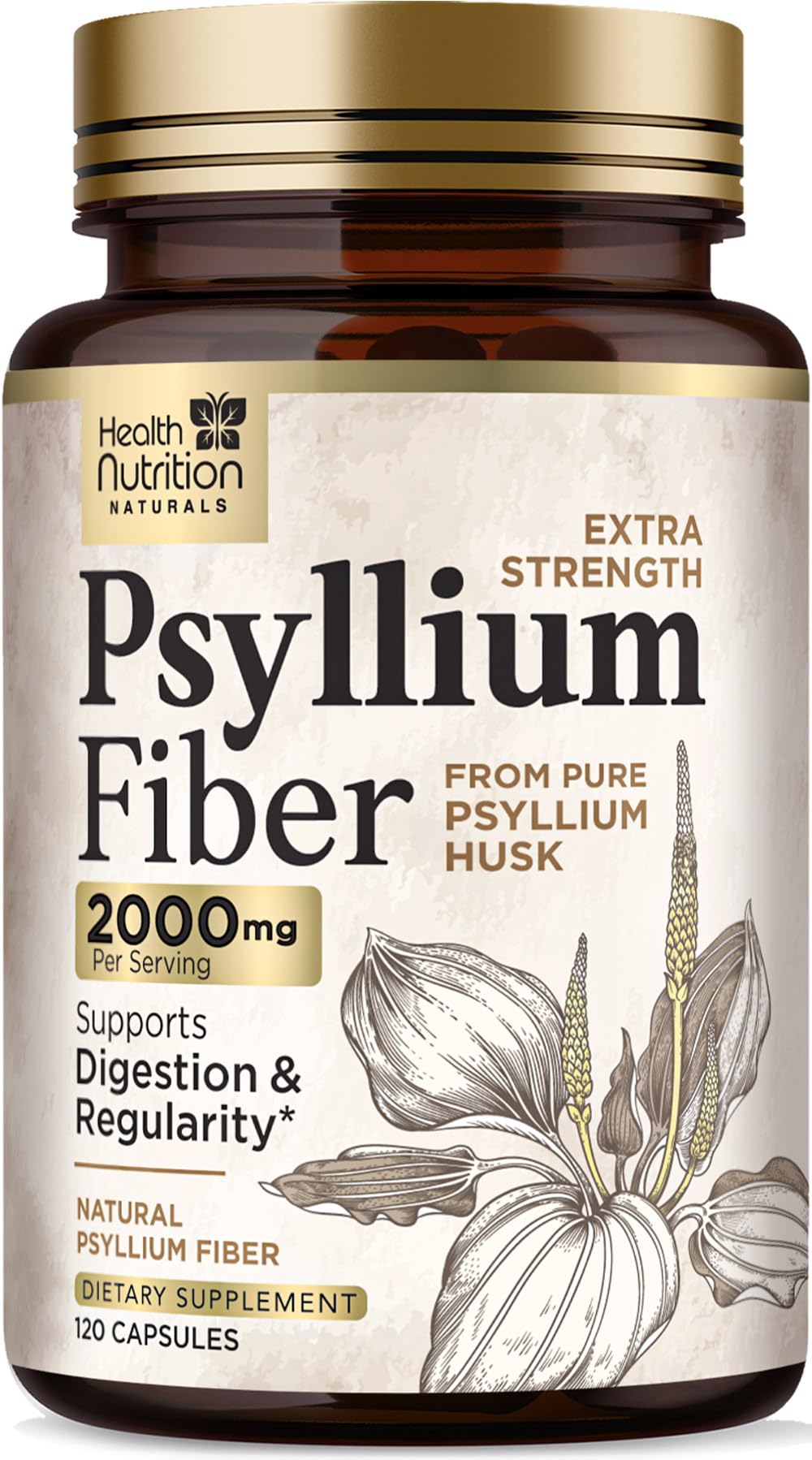 Psyllium Husk Capsules 2000 mg 120 Capsules T14479