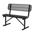 Black Metal Park Bench with Backrest H957