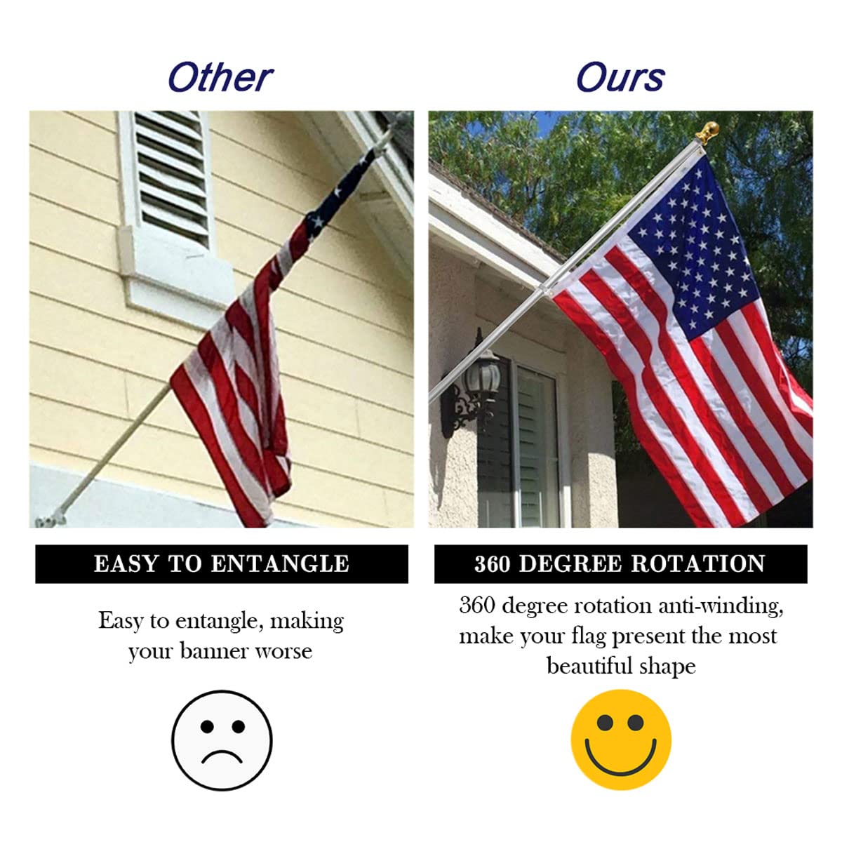 Flag Pole and Bracket Kit Brushed Aluminum Y3949