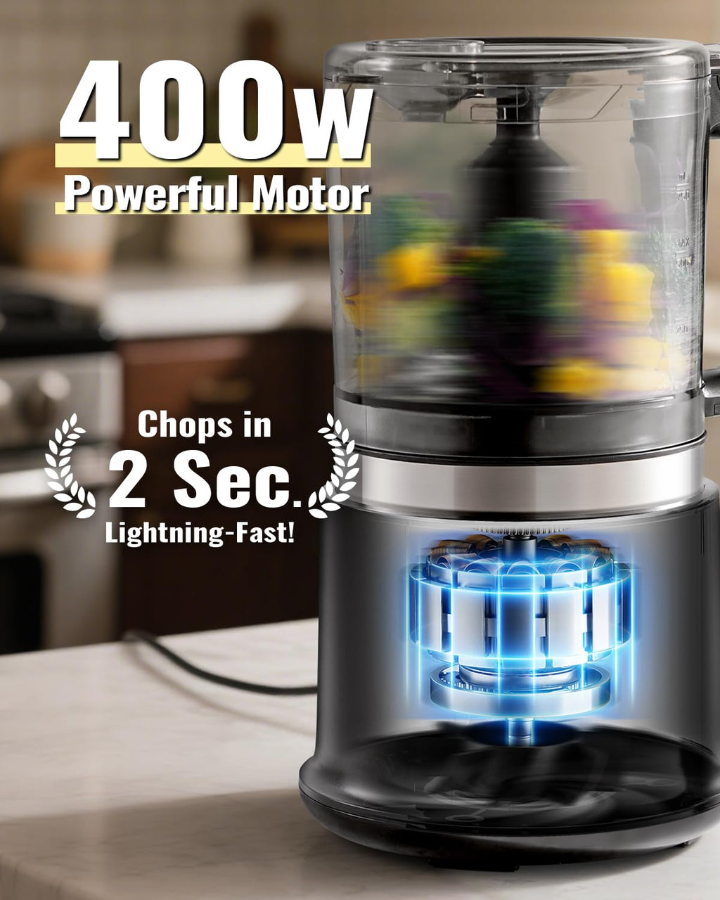 4 Cup Electric Food Processor with Stainless Steel Blades O6142