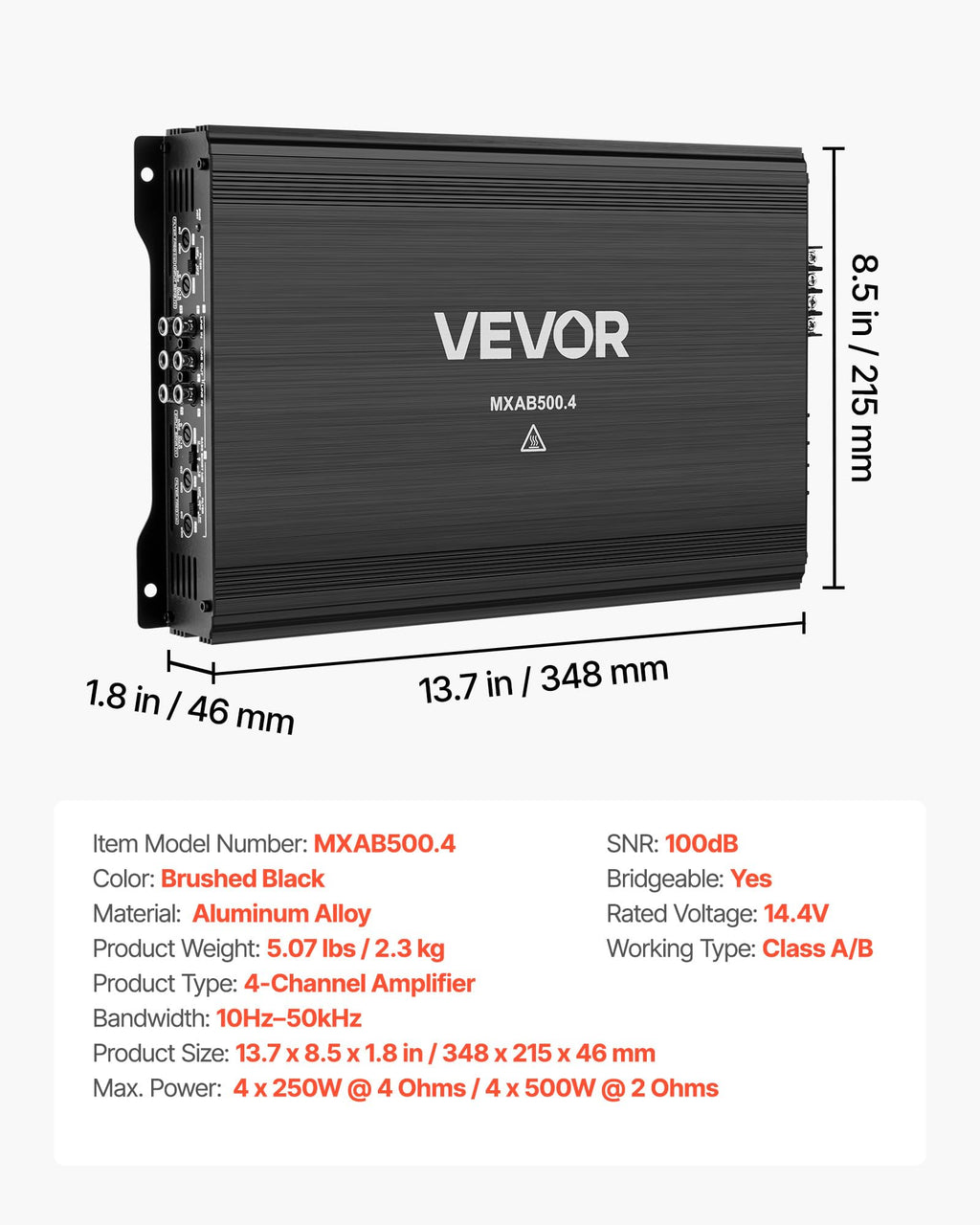 4 Channel Bridgeable Class A/B Car Audio Amplifier S938492