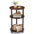 Small Round 3-Tier Solid Wood Side Table with Storage Shelf H690248