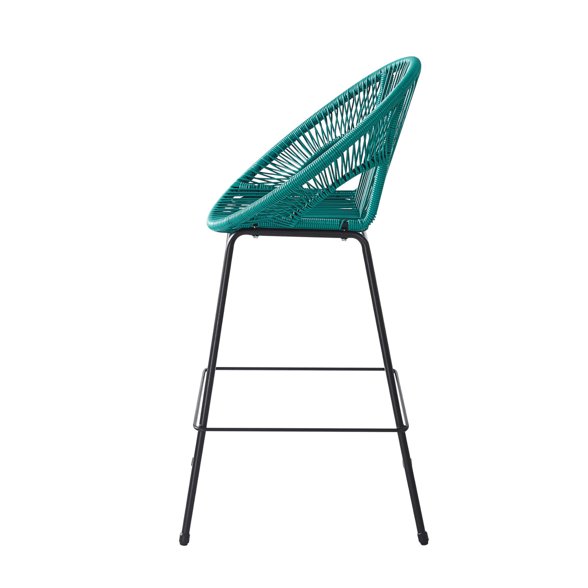 Teal Faux Wicker Outdoor Bar Stool Set of 2 Z513275