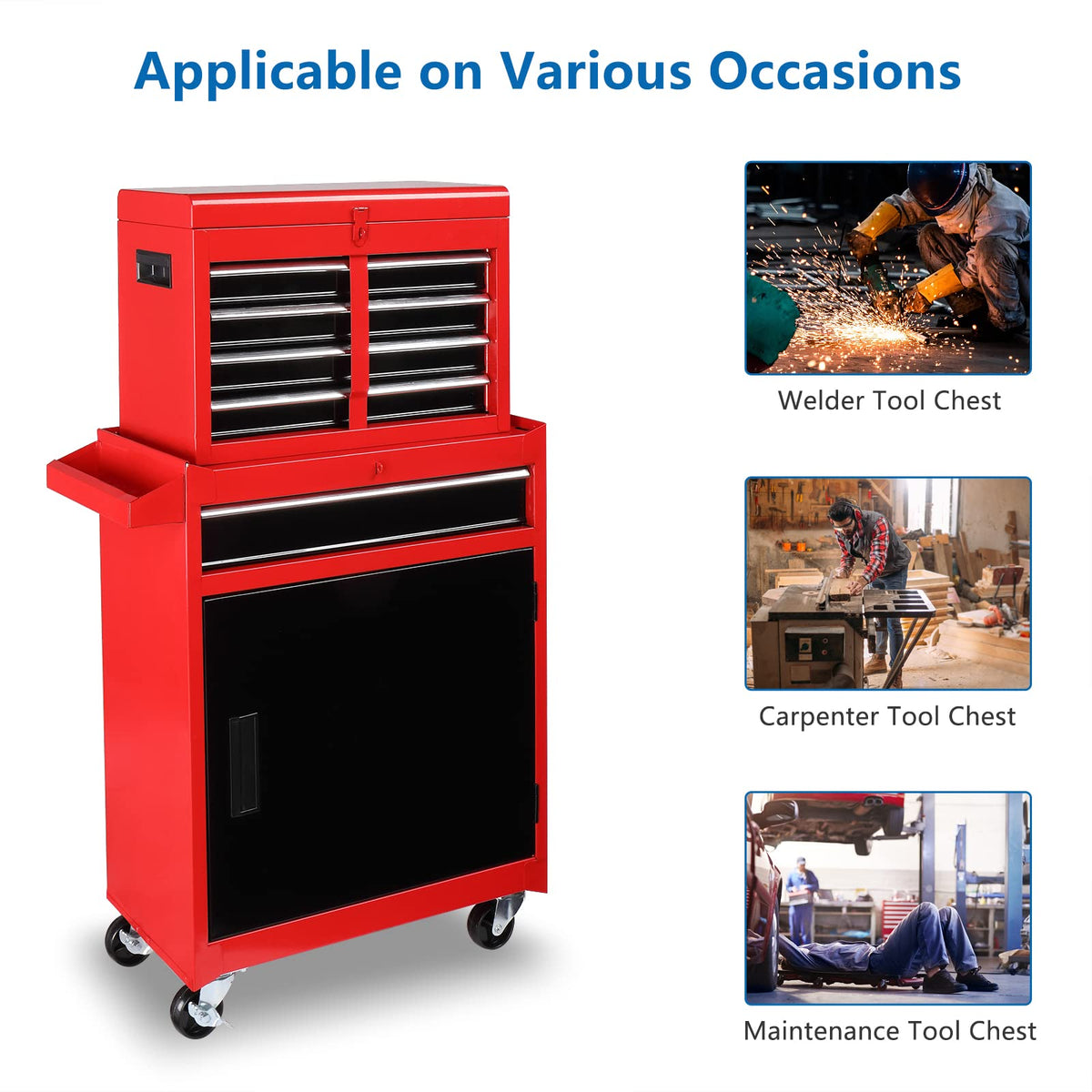 5 Drawer Rolling Tool Chest with Lockable Wheels C8983