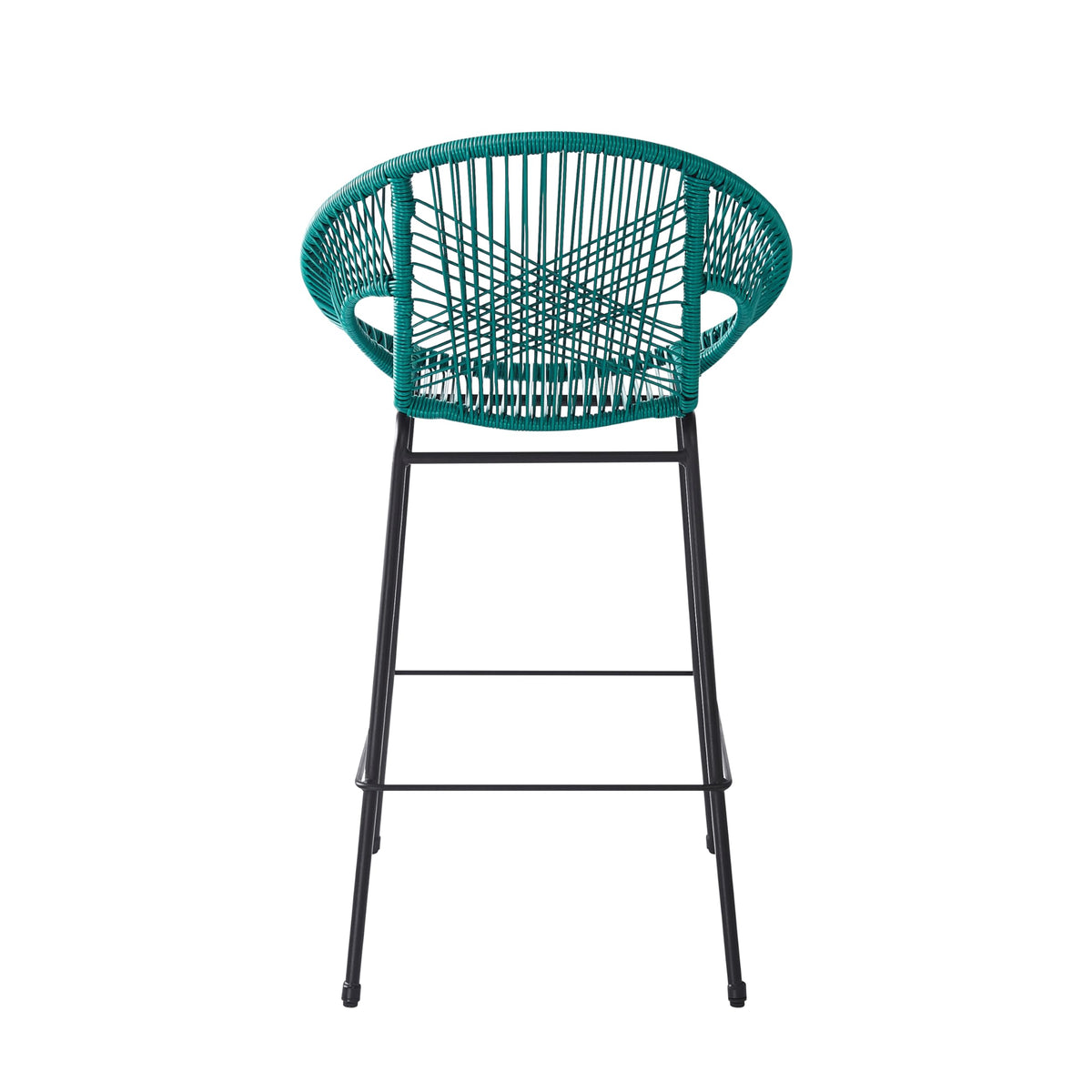 Teal Faux Wicker Outdoor Bar Stool Set of 2 Z513275