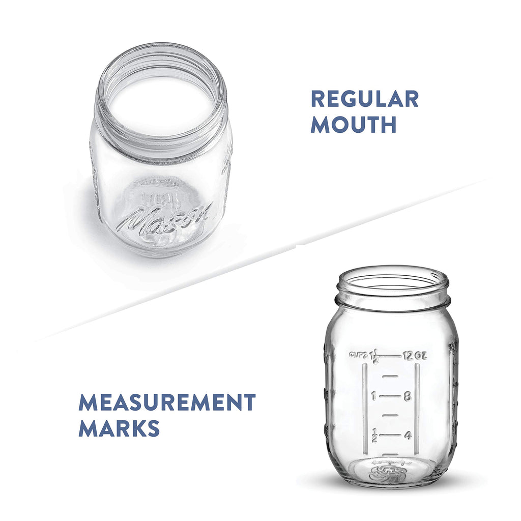 16 oz 12-Pack Regular Mouth Glass Jars with Lid & Seal Bands J172