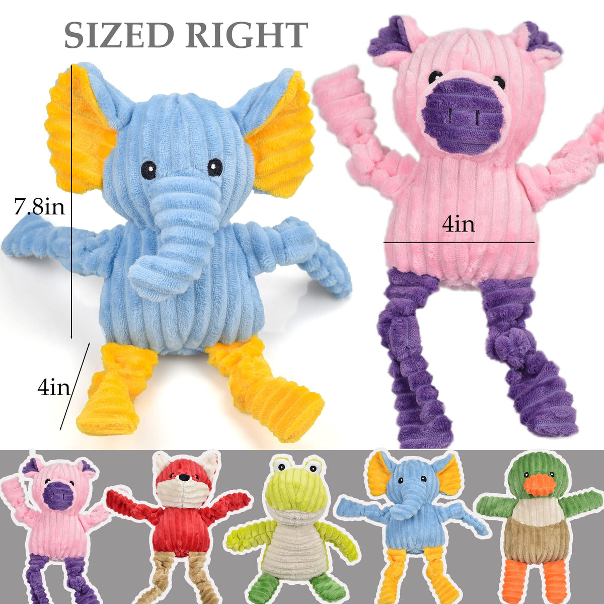 5 Pack Stuffed Squeaky Plush Dog Toys O4368