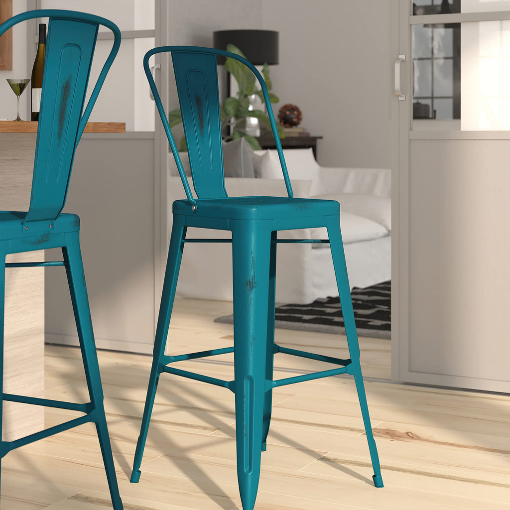 30" Metal Counter Stool with Footrest E32294