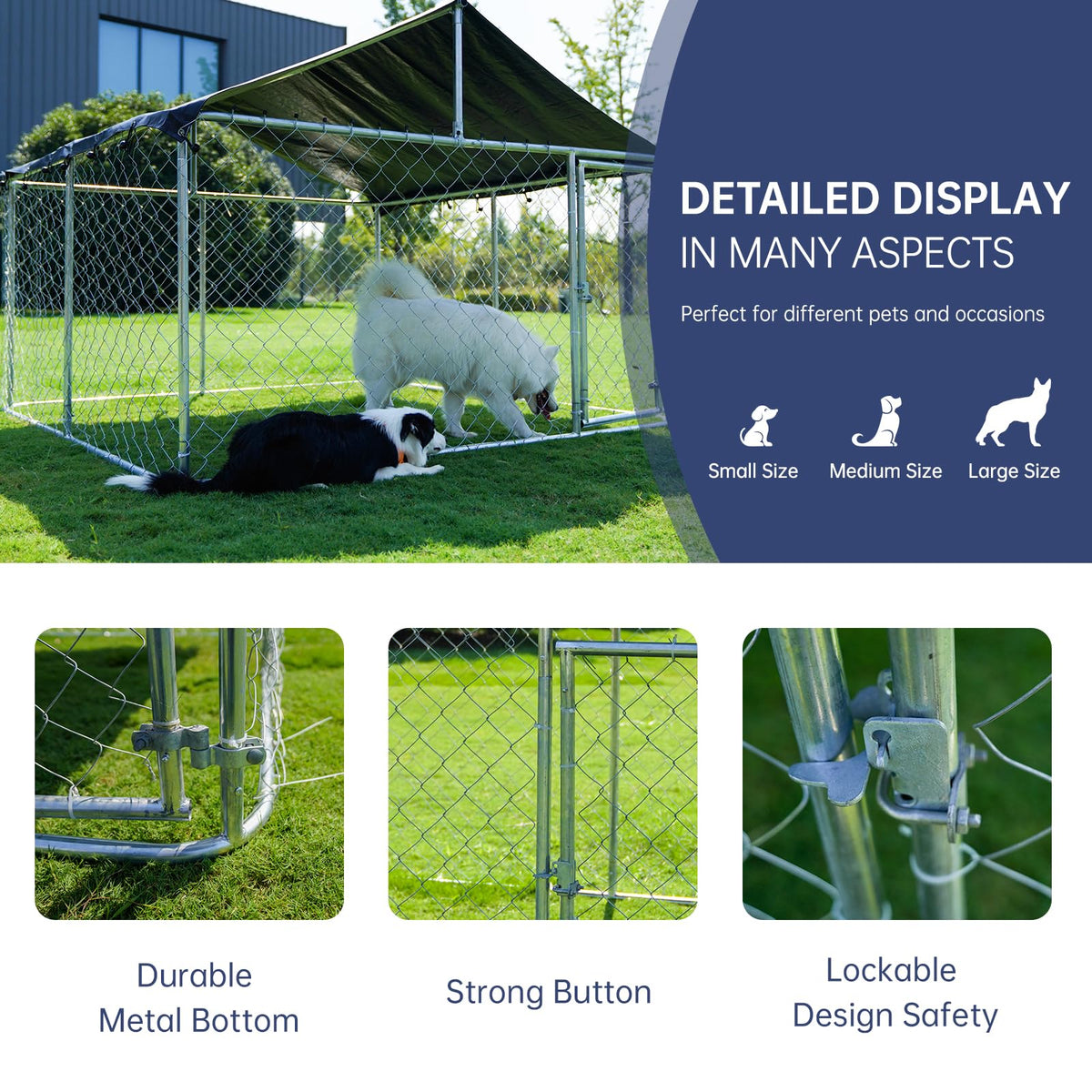 6.56'x 6.56' Heavy Duty Mesh Dog Kennel J782