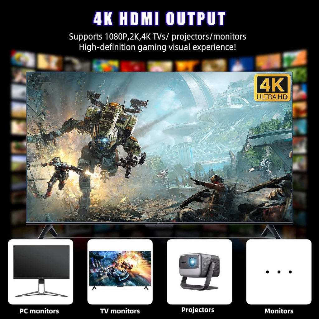 Wireless Retro Gaming Console Game Stick with 4K HDMI Output and 2 Wireless Controllers T939