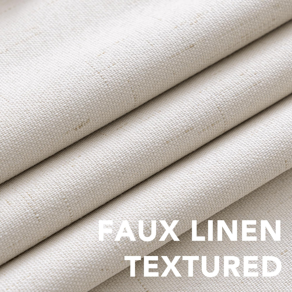 100% Blackout Linen Curtains 84" L 2 Panels Ivory E922