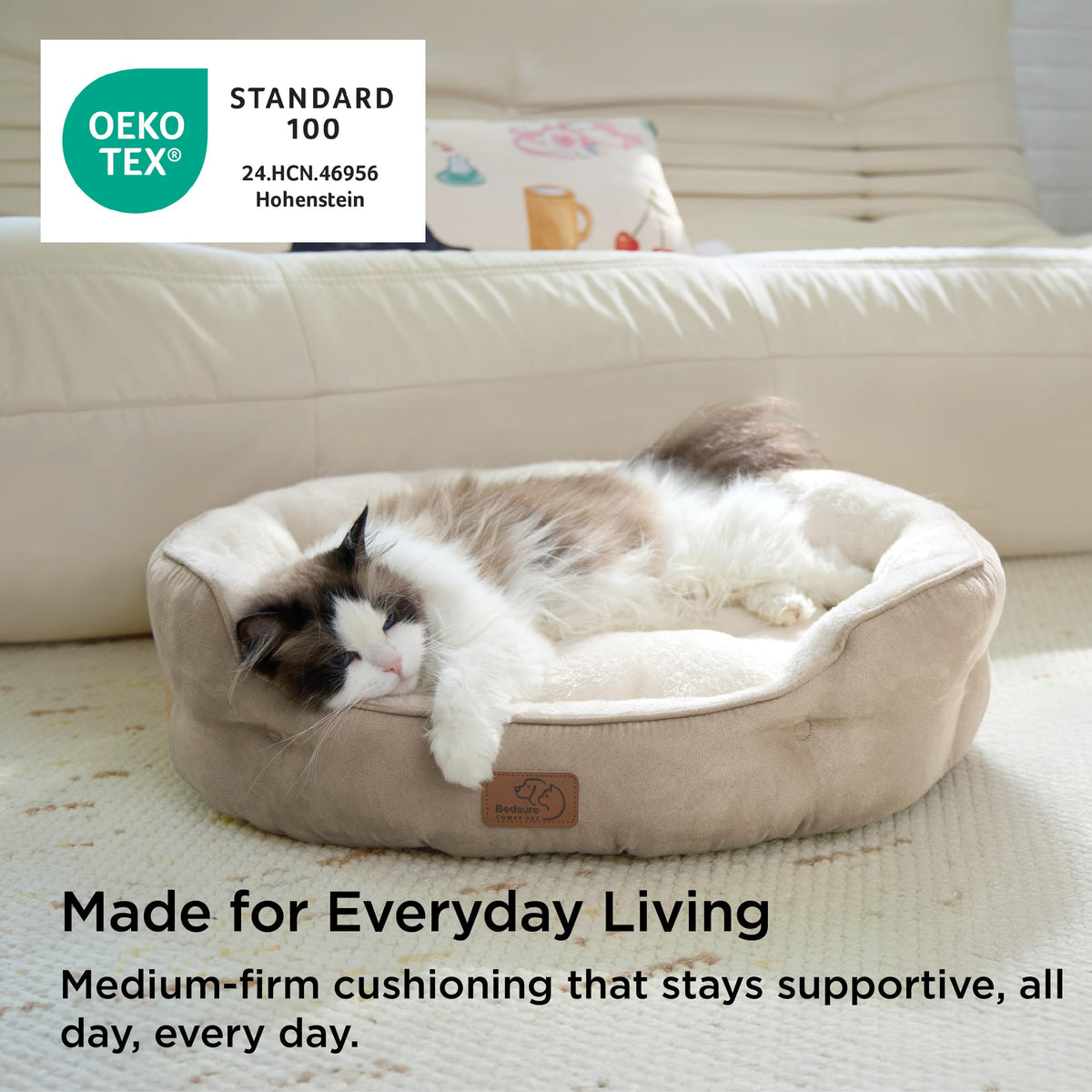 Small Washable Round Dog Bed D416786