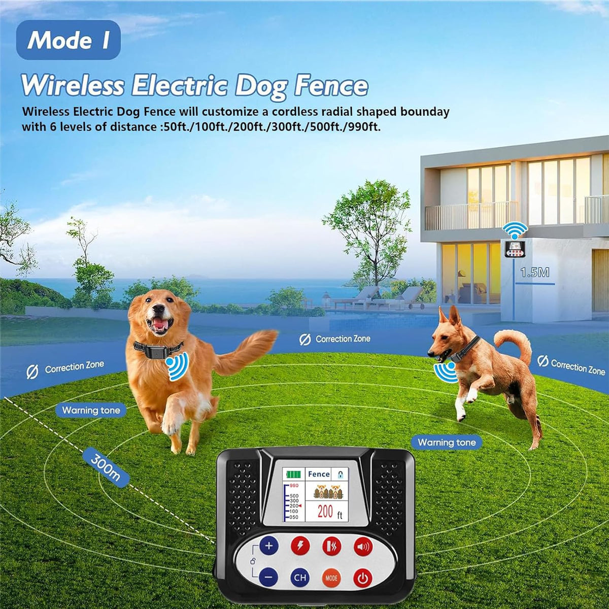 Wireless Dog Fence & Electric Training Collar with Remote C16881