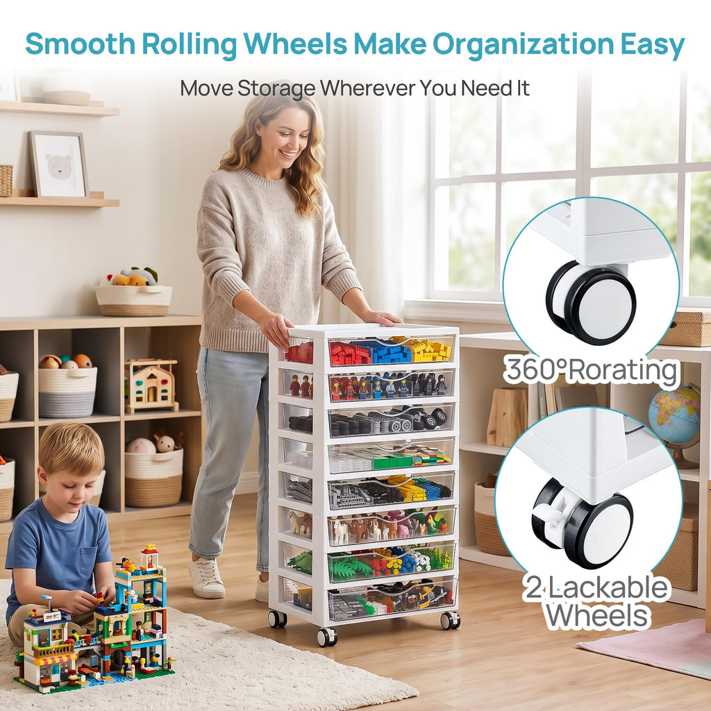 8 Tier Rolling Cart with Drawers E578
