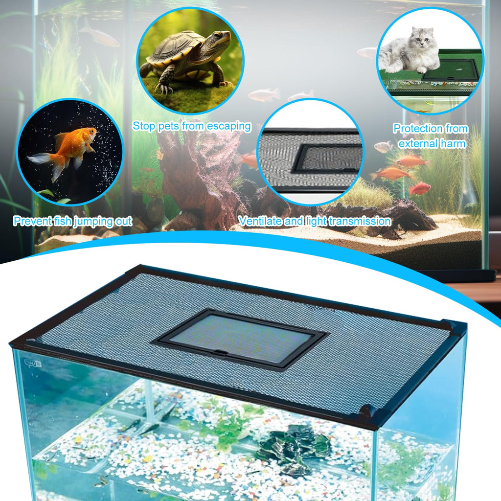 Magnetic Aquarium Net Cover with Feeding Window J969