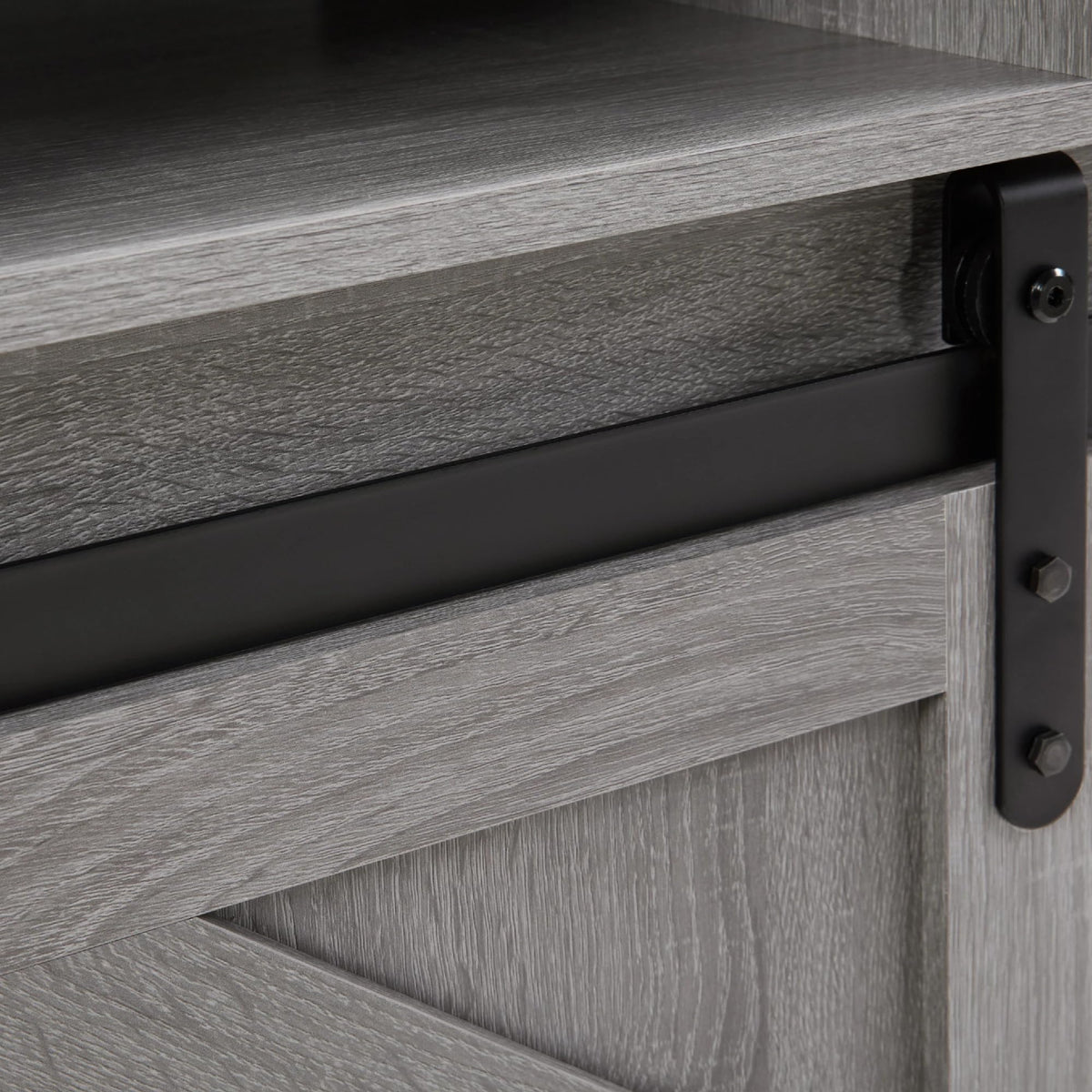 65" Grey Farmhouse TV Stand with Sliding Doors D717