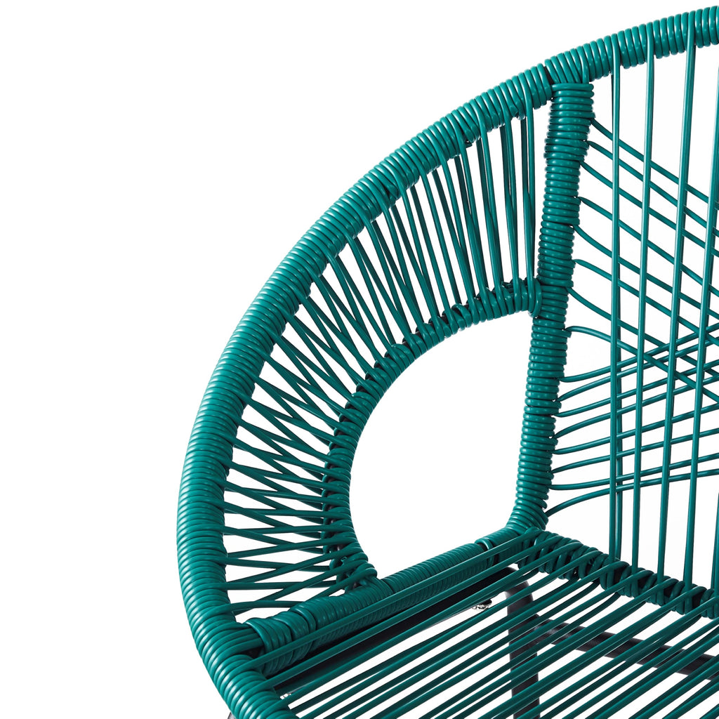 Teal Faux Wicker Outdoor Bar Stool Set of 2 Z513275