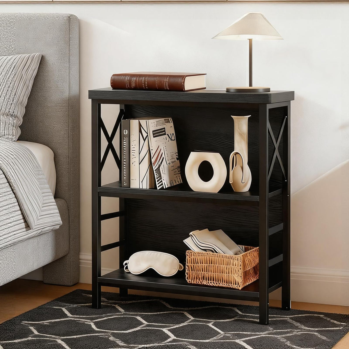 Black 3-Tier Metal Bookshelf S14496