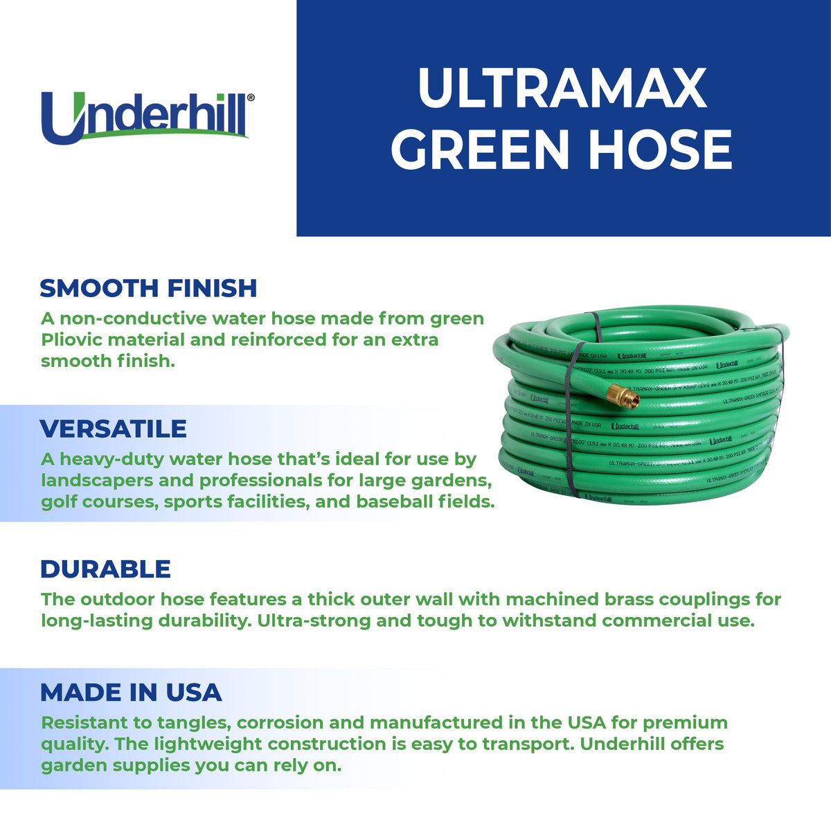 Green 3/4 Inch x 100 ft Garden Water Hose F5710