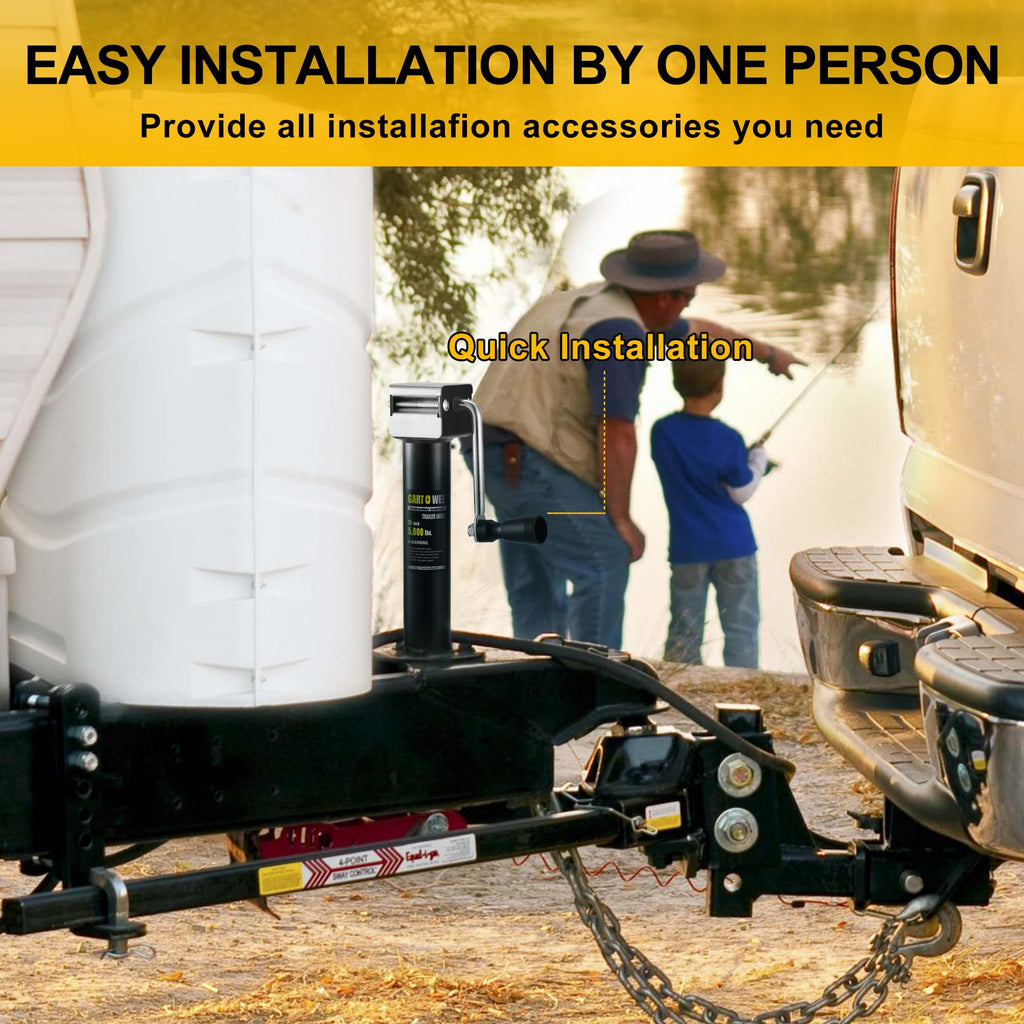 5000 lbs A-Frame Trailer Jack, 15" Vertical Travel with Adjustable Drop Leg M92743