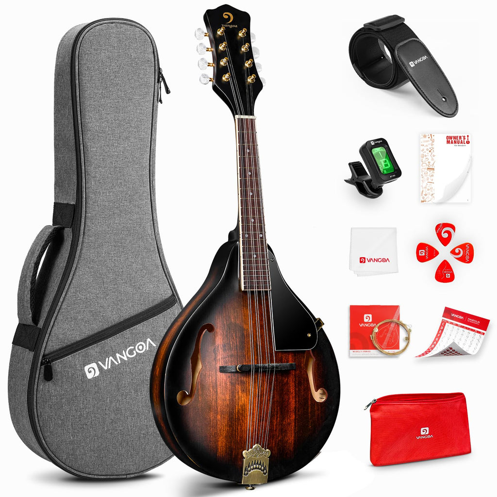 Acoustic Mandolin Instrument Solid Spruce Top 8 String Dark Brown H538