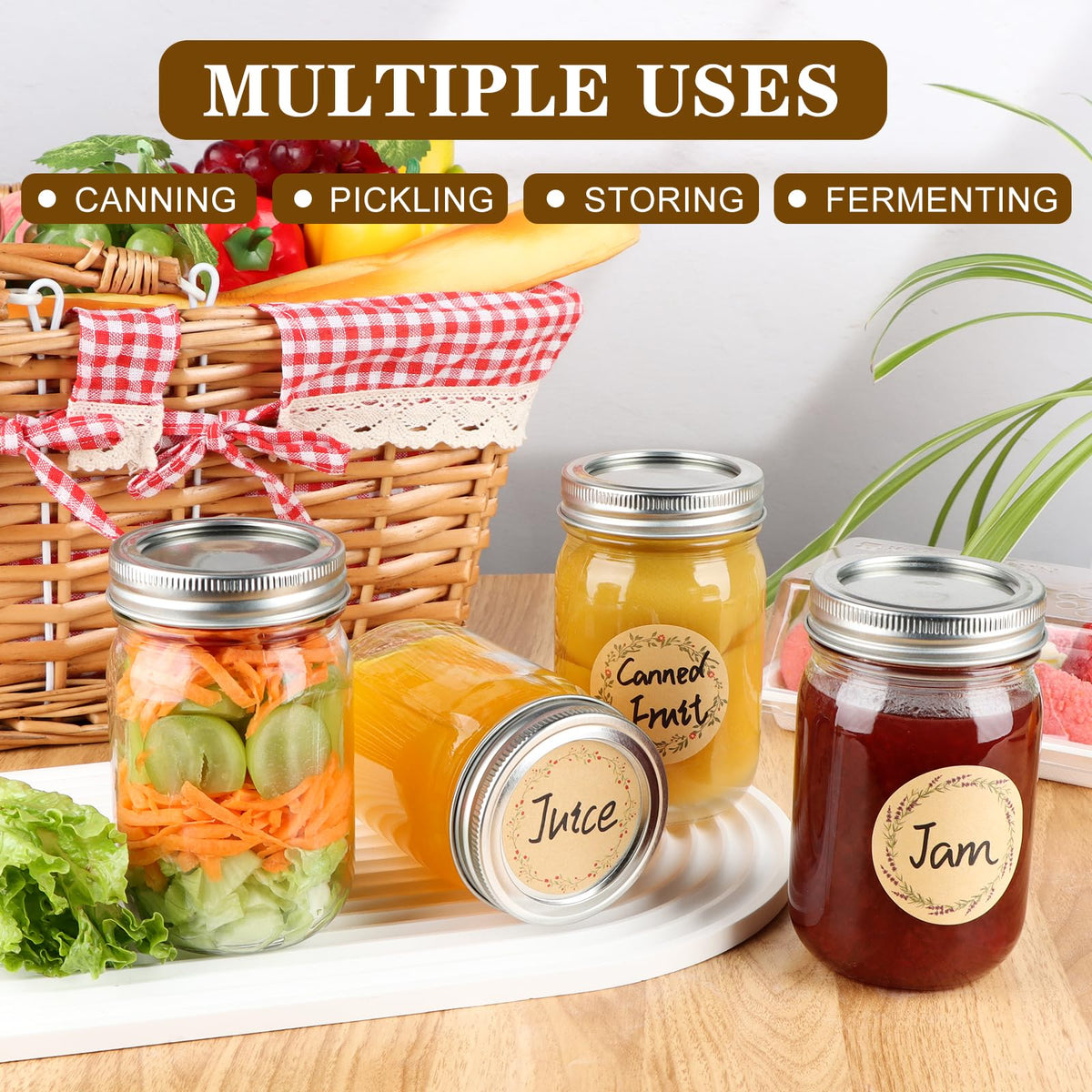 20 Pack 12 oz Mason Jars with Lids and Bands P9616