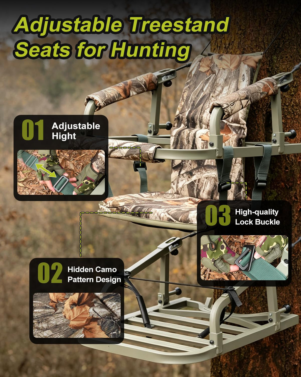 Climbing Tree Stand with Harness and Camo Seat Cushion X155885