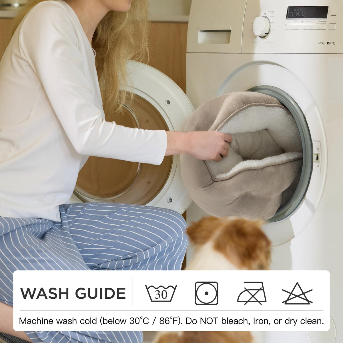 Small Washable Round Dog Bed D416786