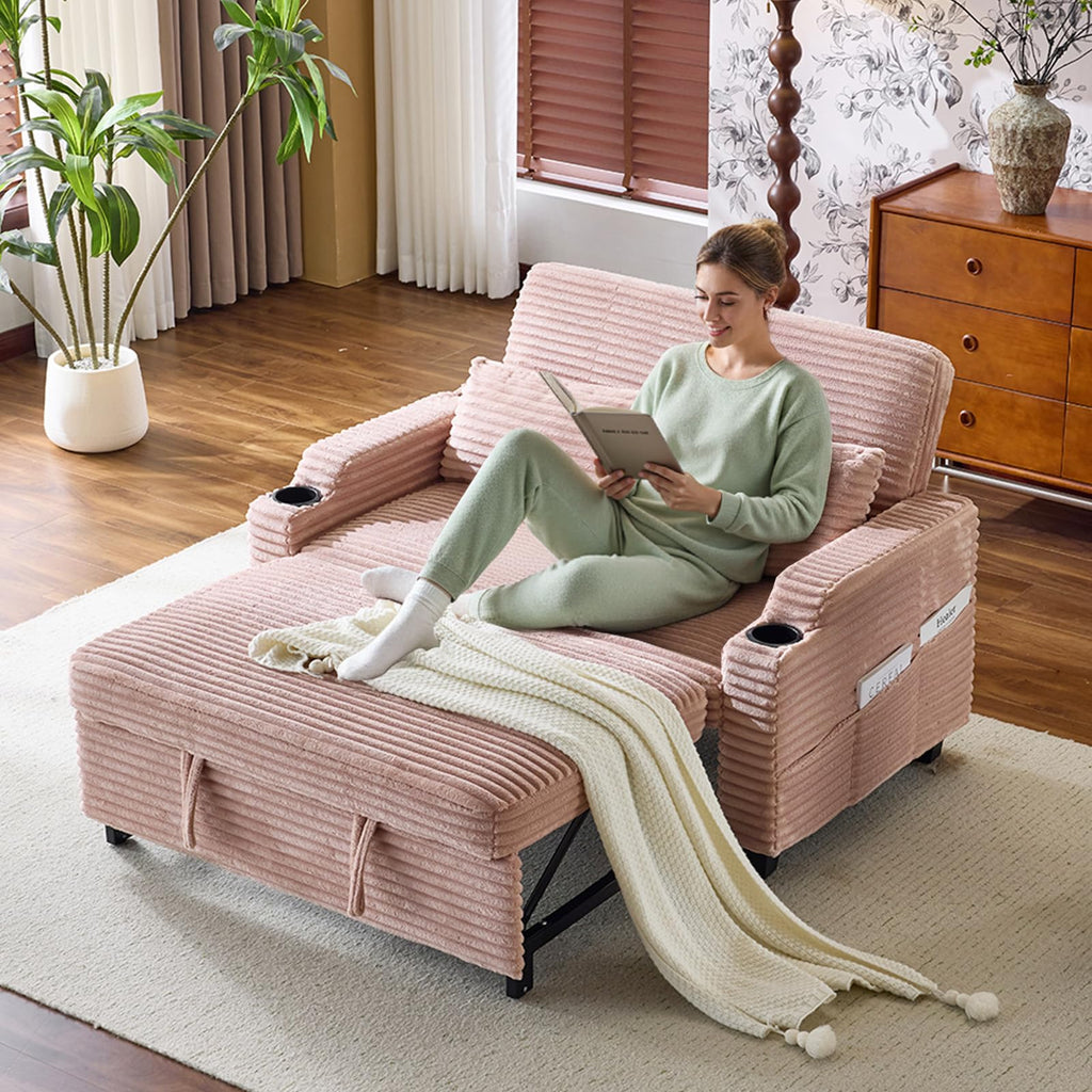Loveseat Sleeper Sofa Couch with Pull Out Chair Bed A28845