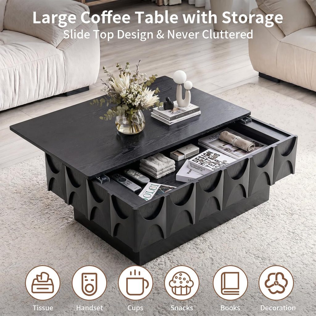 Black Coffee Table with Hidden Storage Q238