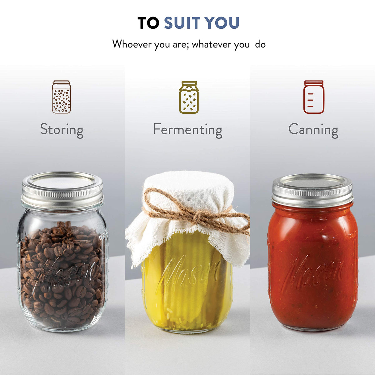 16 oz 12-Pack Regular Mouth Glass Jars with Lid & Seal Bands J172