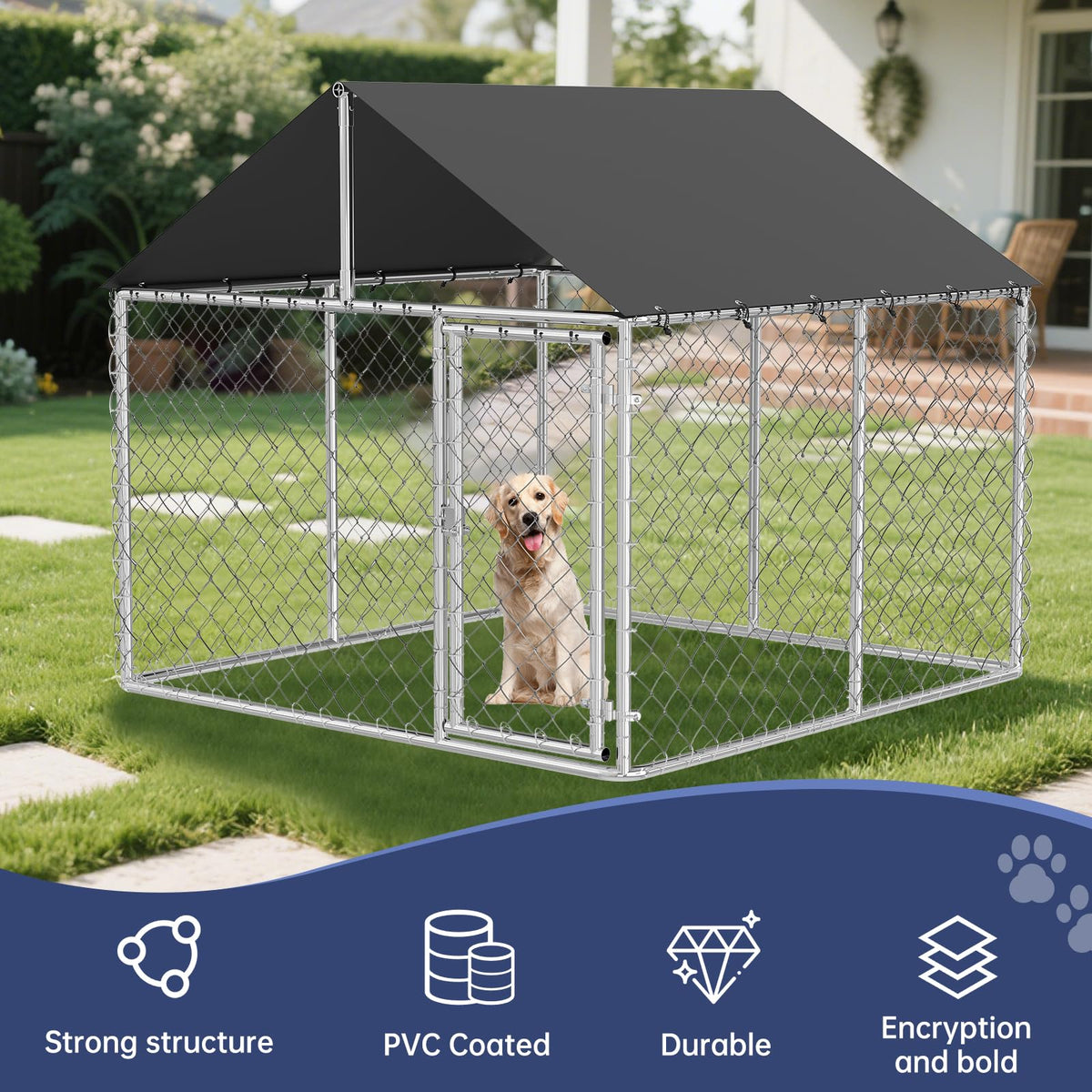 6.56'x 6.56' Heavy Duty Mesh Dog Kennel J782