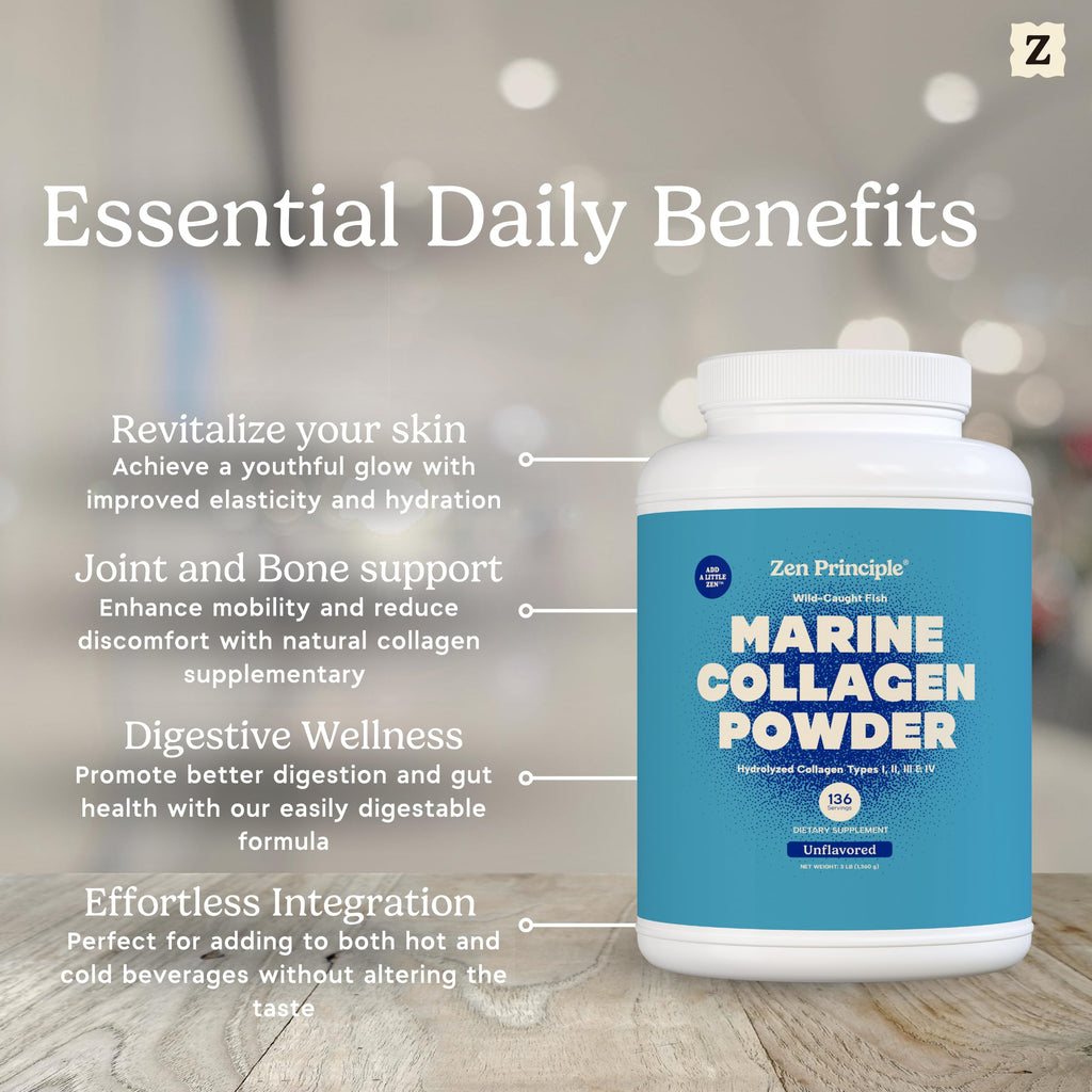 Marine Collagen Peptides Powder 3 lb. Wild-Caught Fish, Non-GMO. Hydrolyzed Types I, II, III & IV Protein. D643