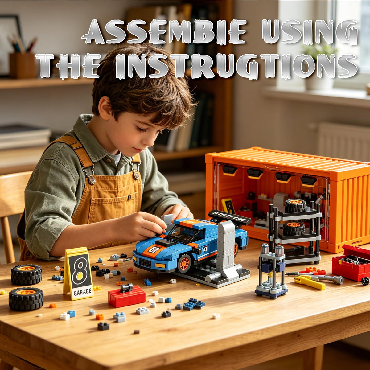 Racing Car Building Toy Set with Container Box M19740