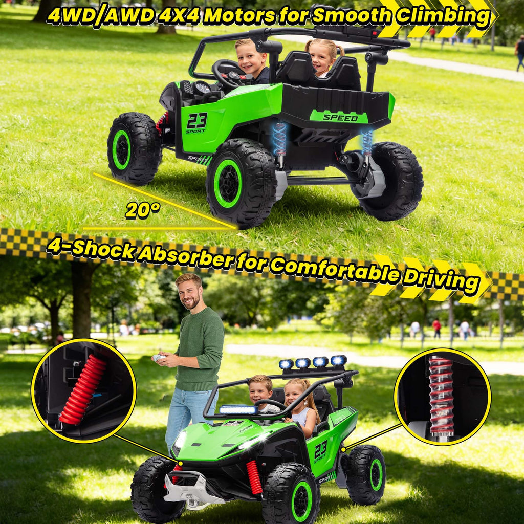 2-Seater Kids UTV with 4x200W Motor, 3-6MPH, Green N545060