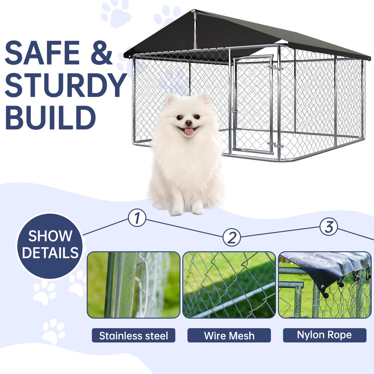 6.56'x 6.56' Heavy Duty Mesh Dog Kennel J782