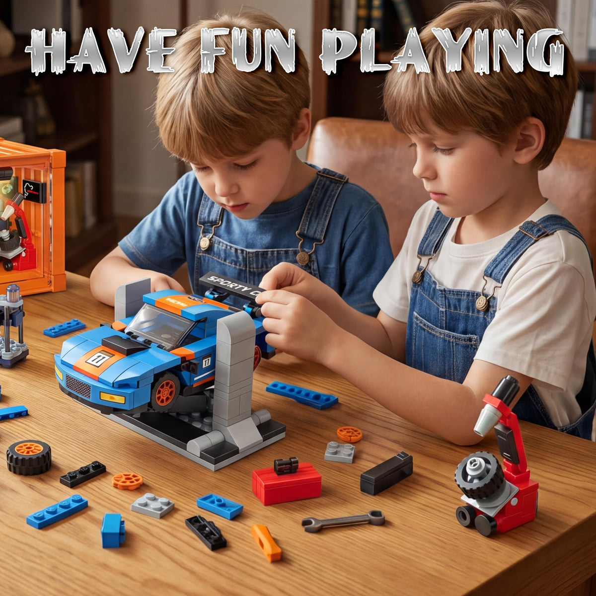 Racing Car Building Toy Set with Container Box M19740