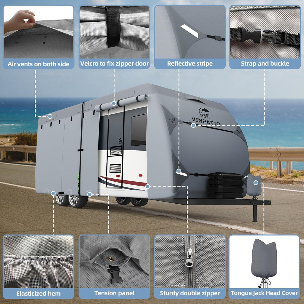 9 Layers Heavy Duty RV Trailer Cover Fits 14'-16' U3347