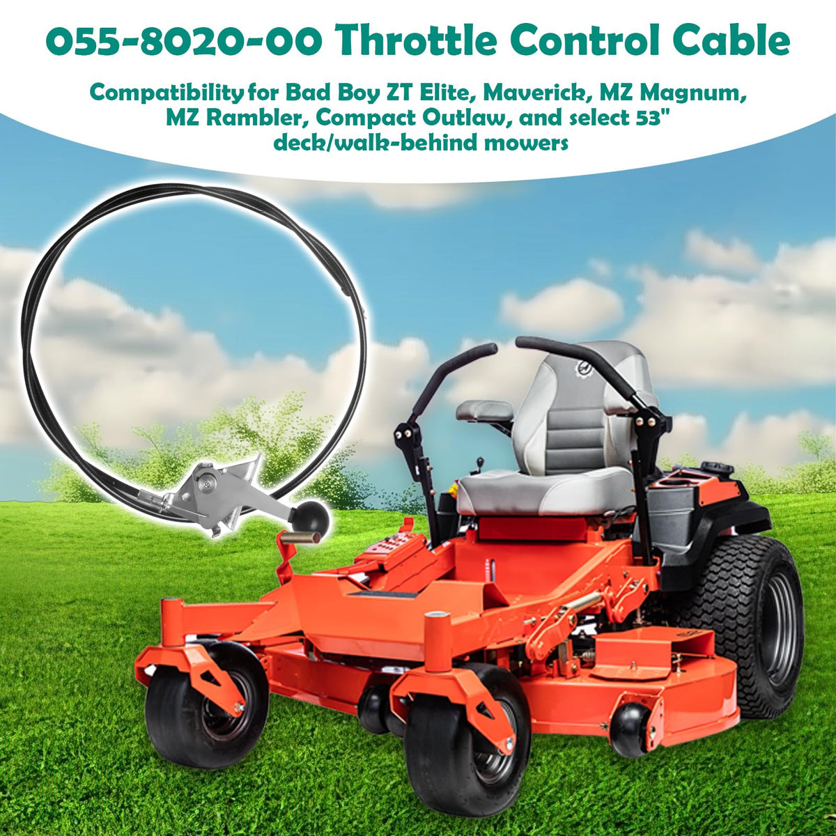 Throttle Control Cable 52-1/2" Cable Length R6680