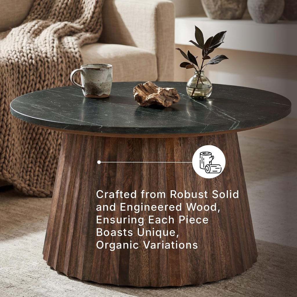 Round Fluted Marble Coffee Table D48673