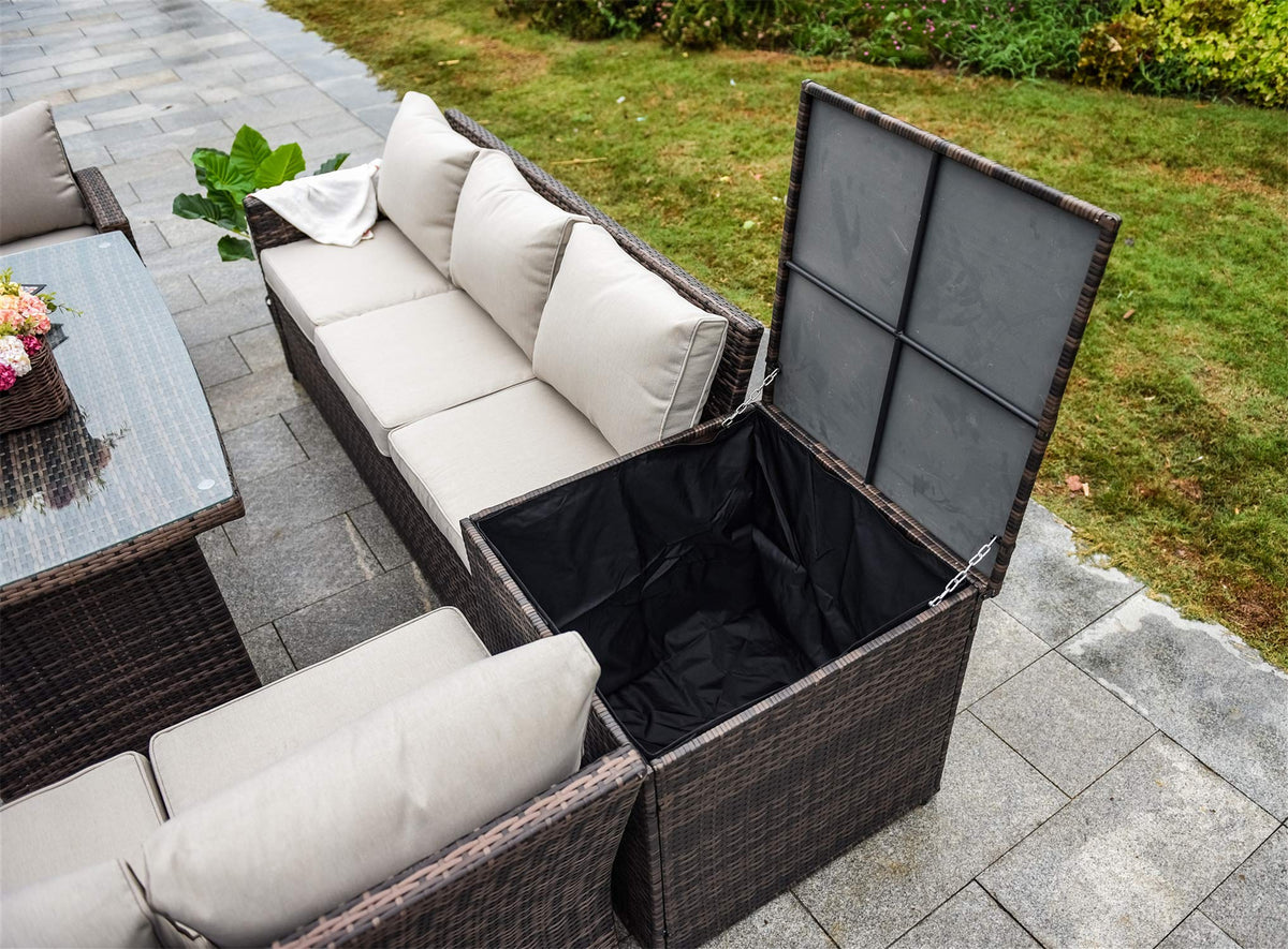 7 Pcs Rattan Wicker Sofa Set with Storage Box and Cushions Z403