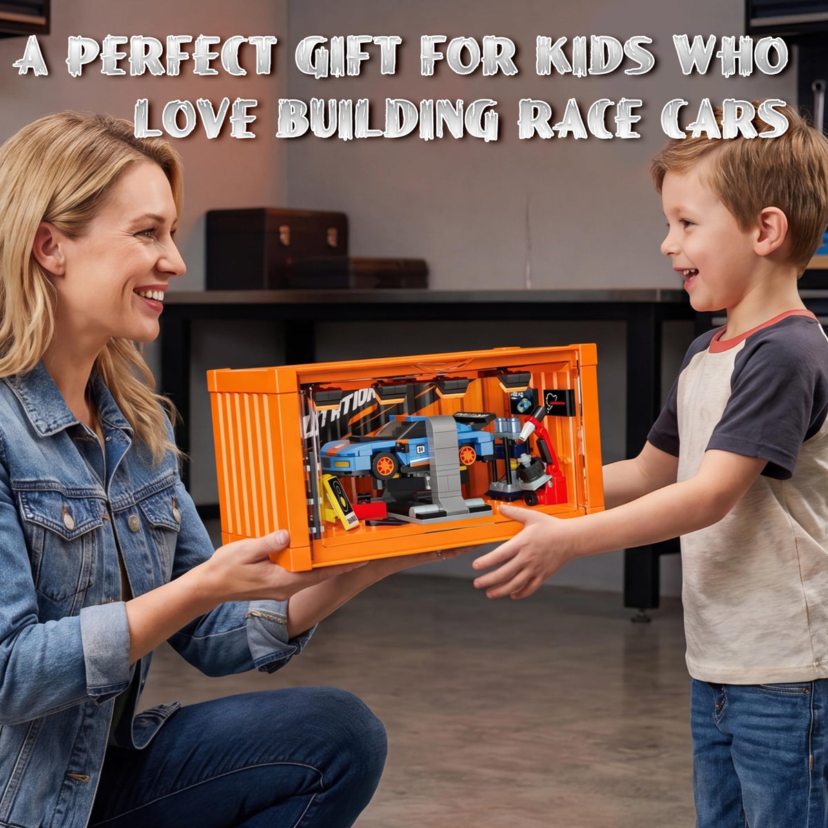 Racing Car Building Toy Set with Container Box M19740