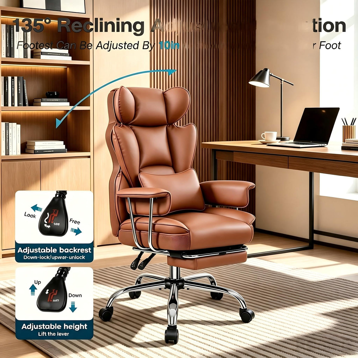 Big and Tall High Back Office Chair with Footrest F282