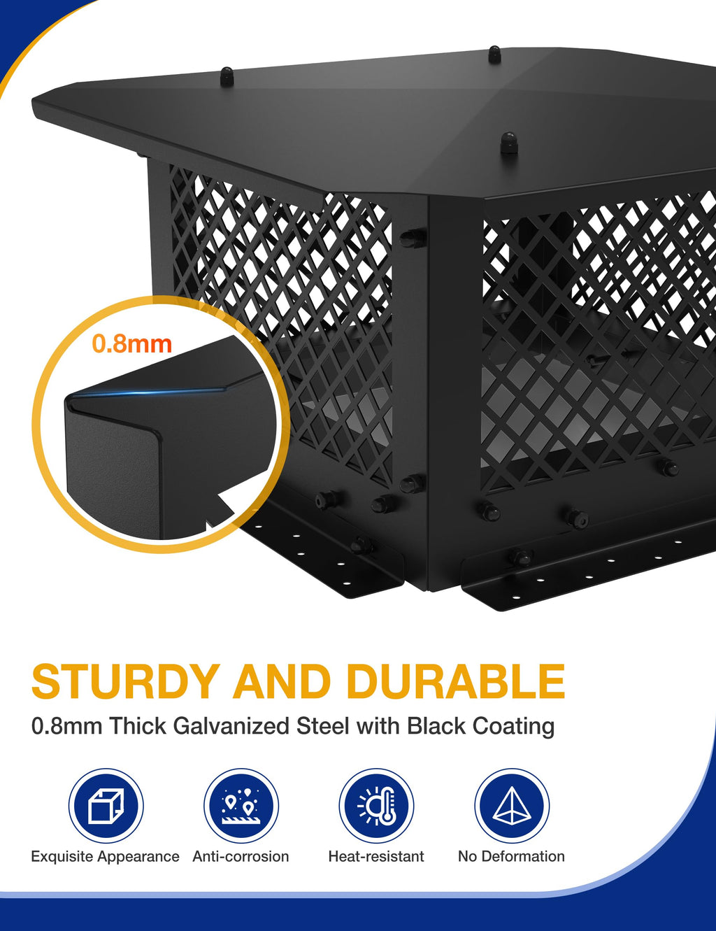 14" x 22" Rectangular Galvanized Steel Chimney Cap E947