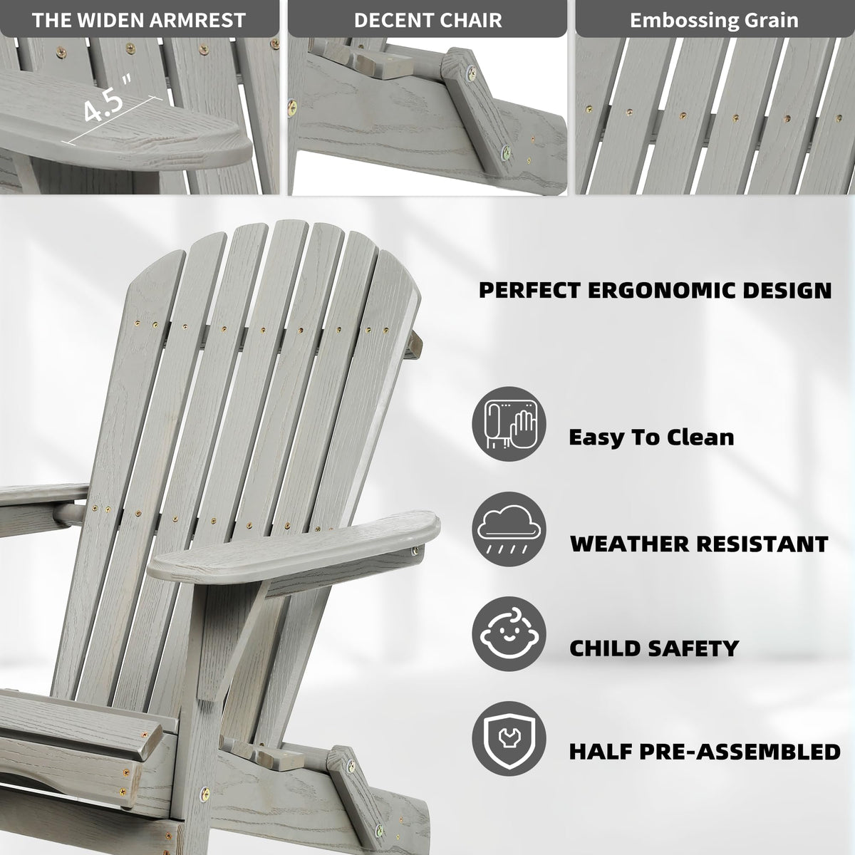 Wood Folding Adirondack Chair Set of 2 Solid Cedar R84508