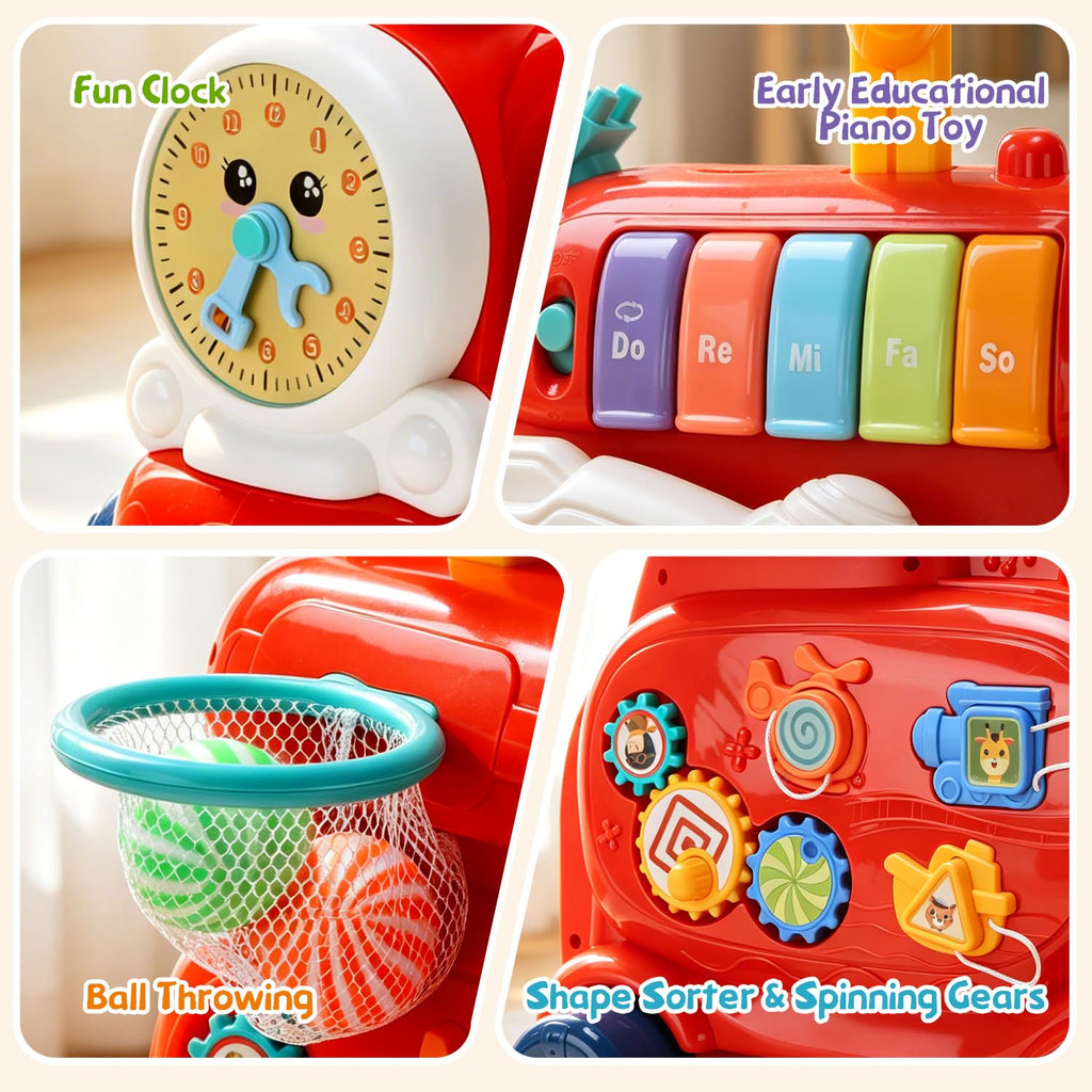 Baby Push Walker Toddler Walking Toy with Busy Board Q86270