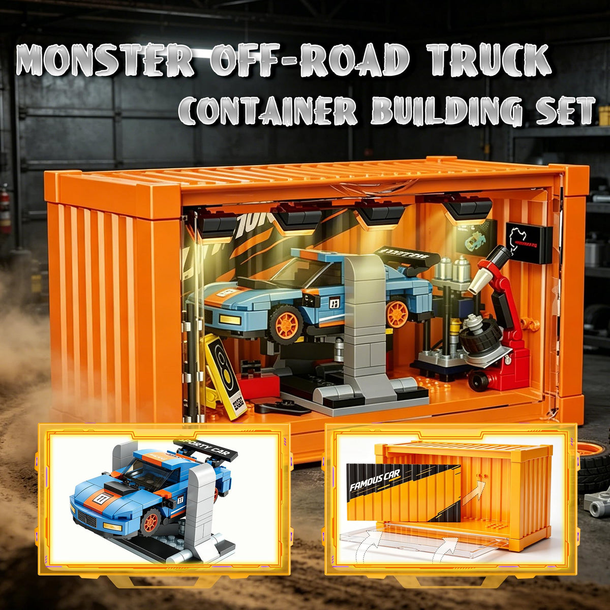 Racing Car Building Toy Set with Container Box M19740