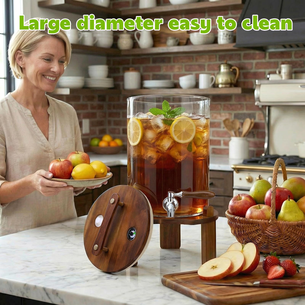 2.1 Gallon Glass Beverage Dispenser with Stand and Stainless Steel Spigot U243044